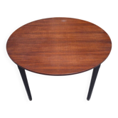 Table à manger en bois avec plateau rond extensible, années 1950
