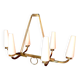 Maison Lunel certified bronze chandelier, six conical opalines, mid-century France