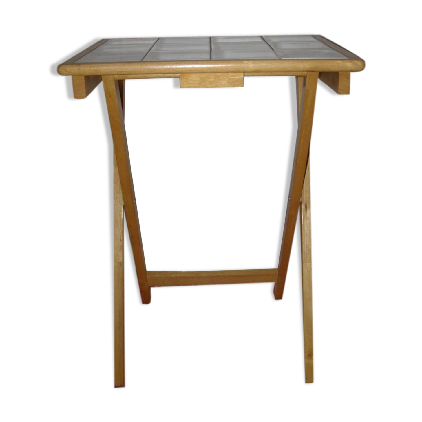 Folding table made of wood and earthenware