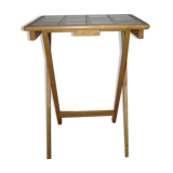 Folding table made of wood and earthenware