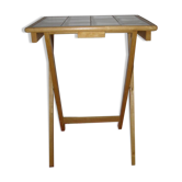 Folding table made of wood and earthenware