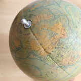 Globe world map J. Forest for Girard Barrère and Thomas on wooden base, 50s