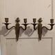 Pair of French bronze wall sconces, Louis XVI Neoclassical style, two-arm s