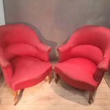 Paire de  fauteuil crapaud rouge