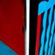 Room divider in art deco style with birds, geometric patterns, red, yellow, blue