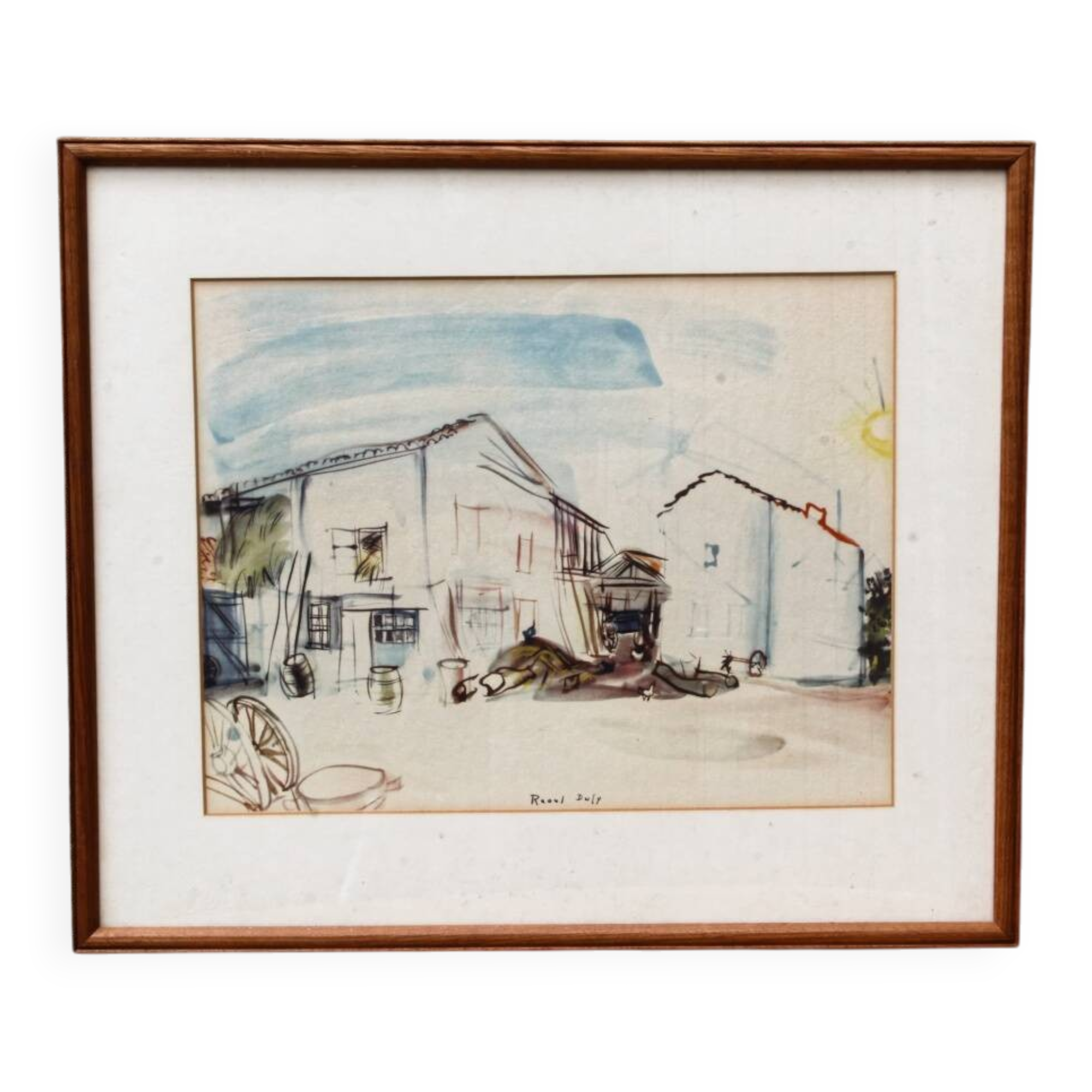 Lithograph Raoul Dufy (1877-1953), farm in Normandy