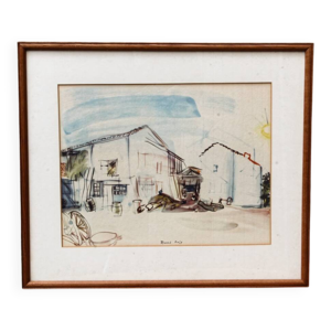 Lithographie Raoul Dufy - ferme