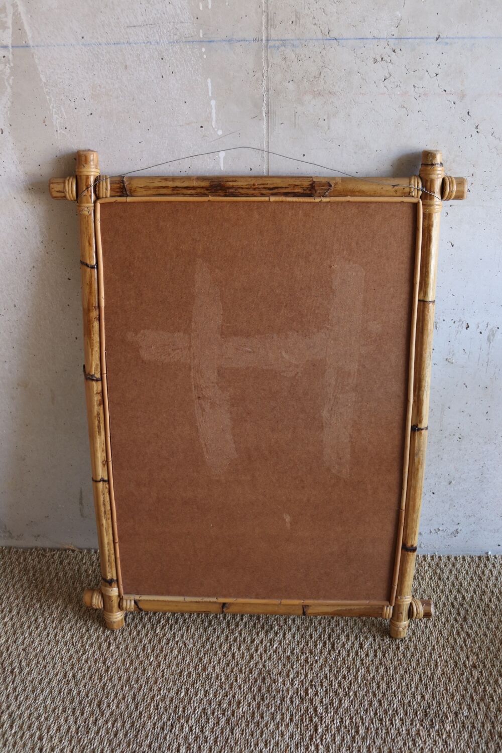 Miroir croix en bambou vintage