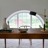 Mid-century modern table lamp in brass and walnut, rare by Einar Bäckström, Sweden.