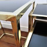 Three coffee tables trundle brass and glass black design 70s