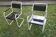 Pair of mid century iron and wood painted garden chairs