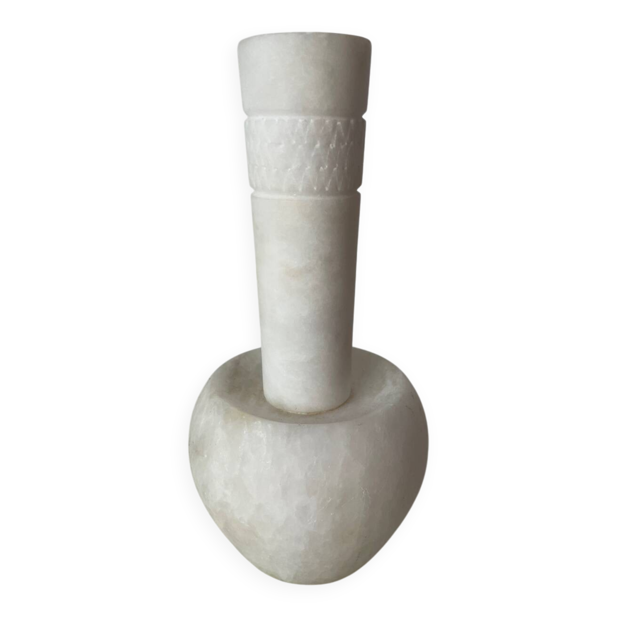 Vase soliflore en albâtre blanc