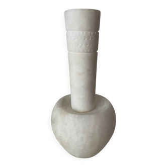 Single flower vase in white alabaster