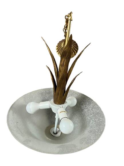 Glass and gold metal pendant light