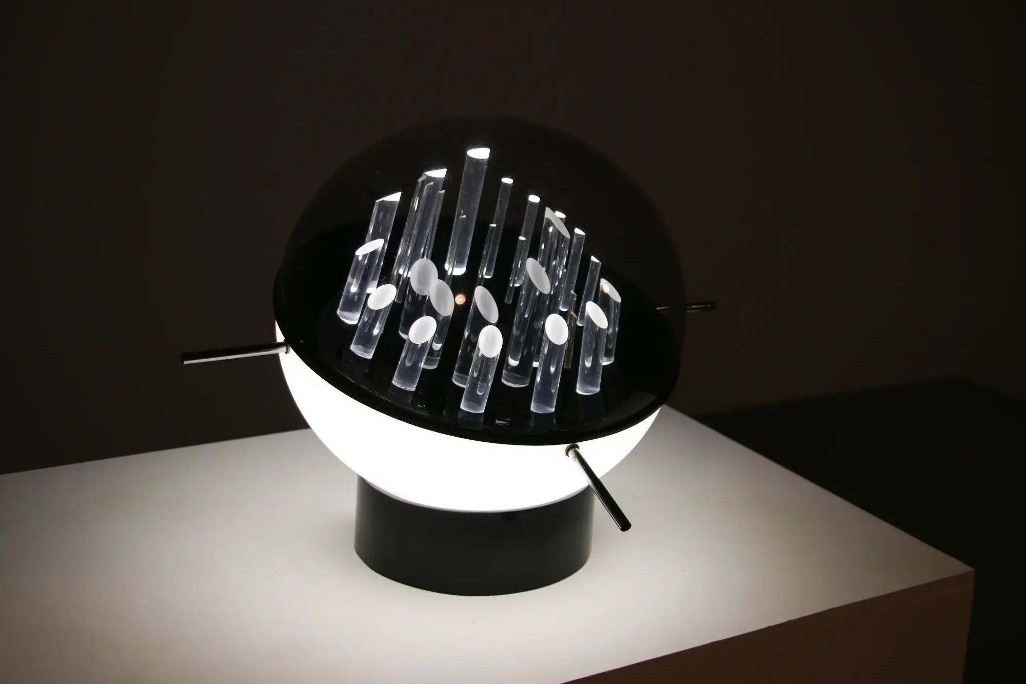 Space Age sculptural globe-shaped table lamp by Gaetano Missaglia, Italy, 1970s