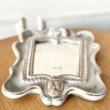 Small antique mirror in cracked ceramic with Commedia dell'Aigle mask decoration
