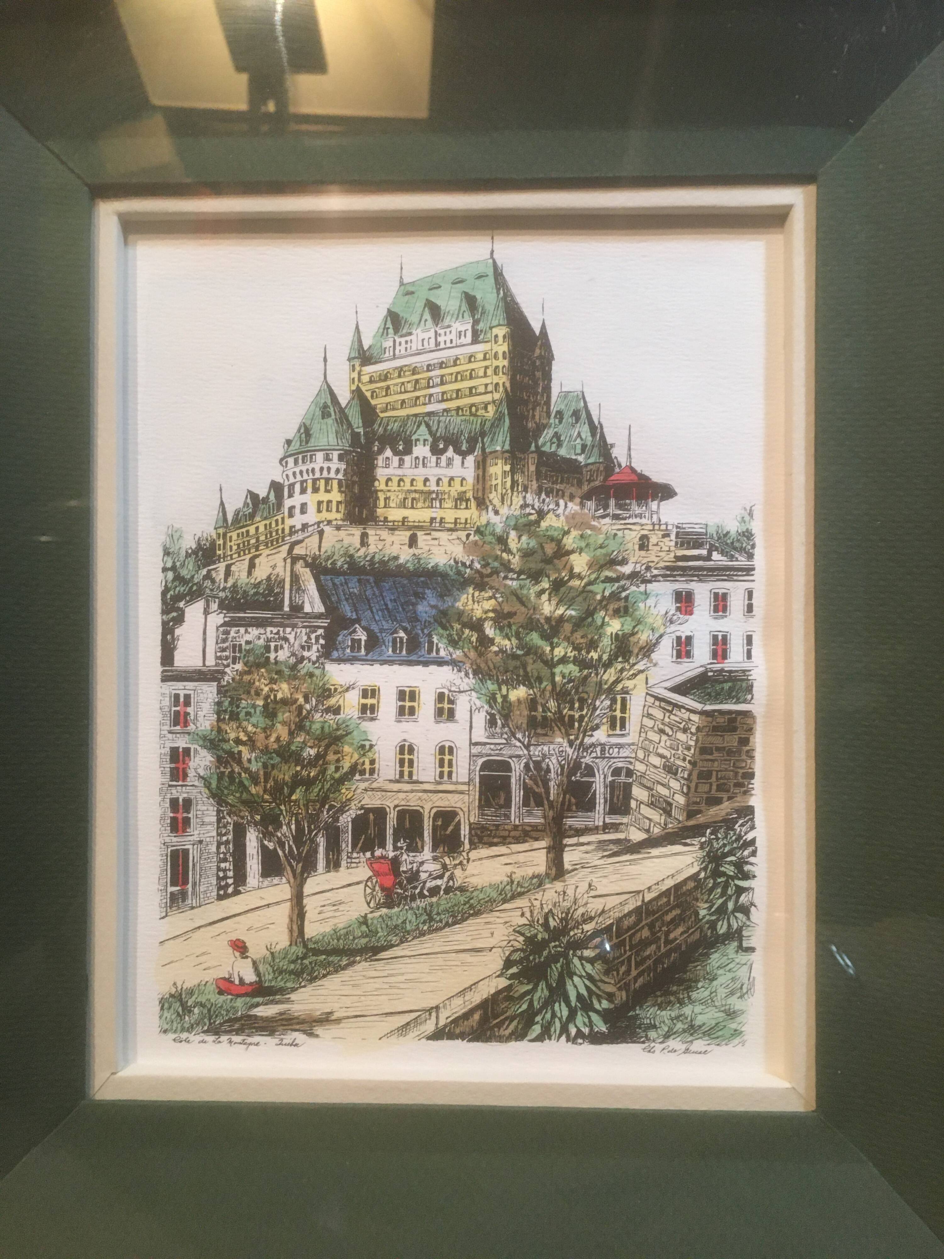Château de Frontenac framed, Quebec Lithograph