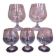 5 engraved vintage flower port glasses