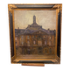 Oil on canvas framed bell tower of a cathedral