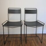 Pair of perforated metal steel chairs from the 80s