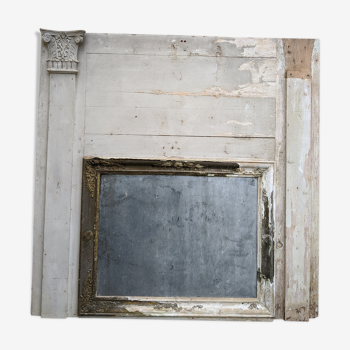Very old chimney trumeau with its mirror  110x112cm