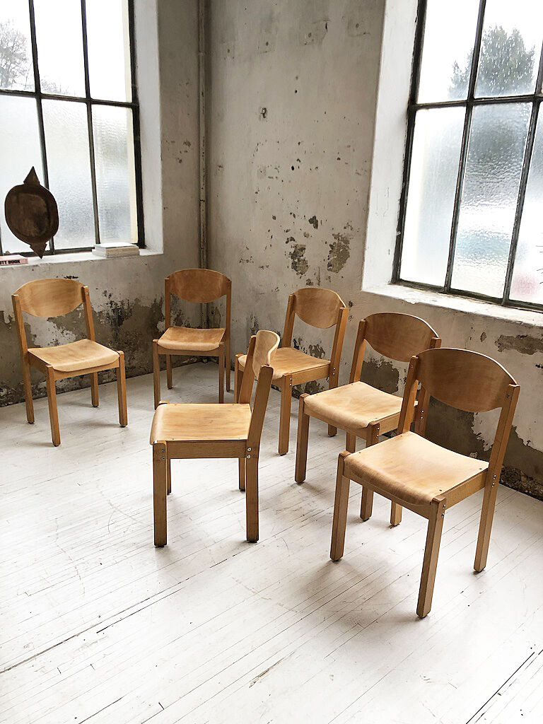 6 beech chairs 1980