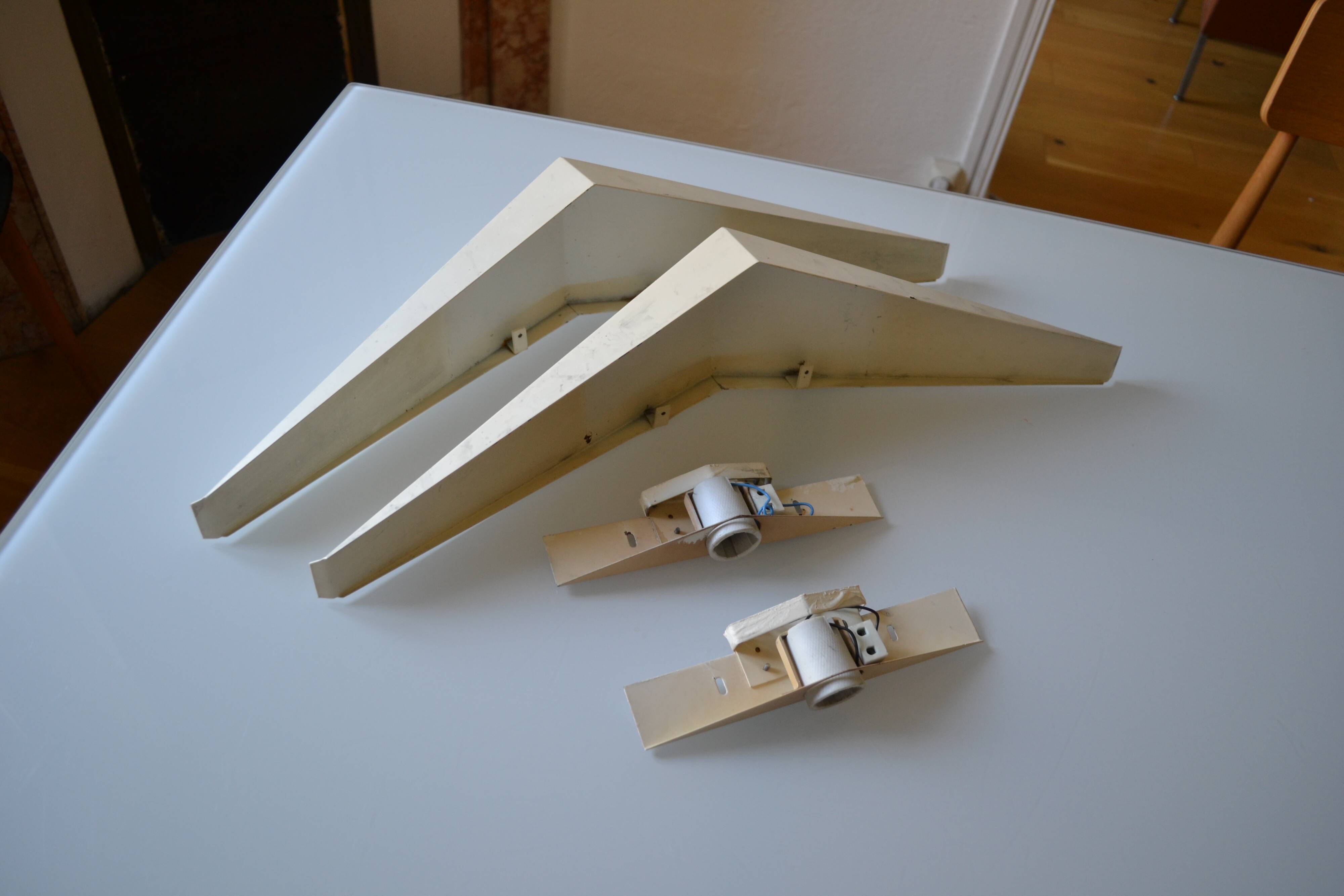 Pair of modernist reconstruction wall lamps