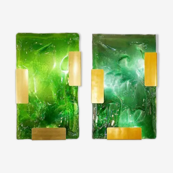 Pair of Contemporary Belgian Green Wall Sconces