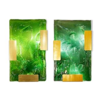 Pair of Contemporary Belgian Green Wall Sconces