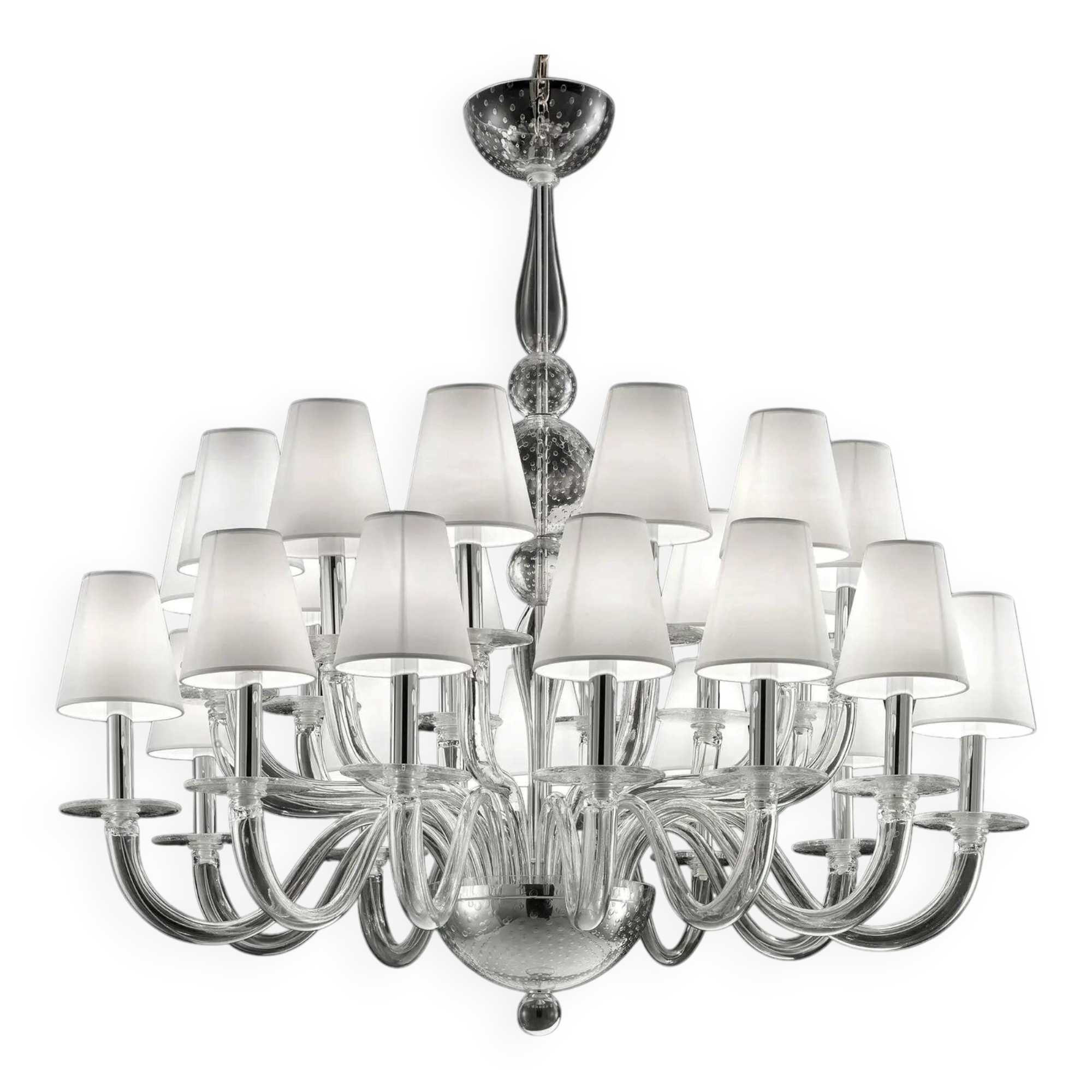 Monumental Modern Transparent Murano Glass Chandelier