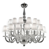 Chandelier monumental moderne en verre de Murano transparent