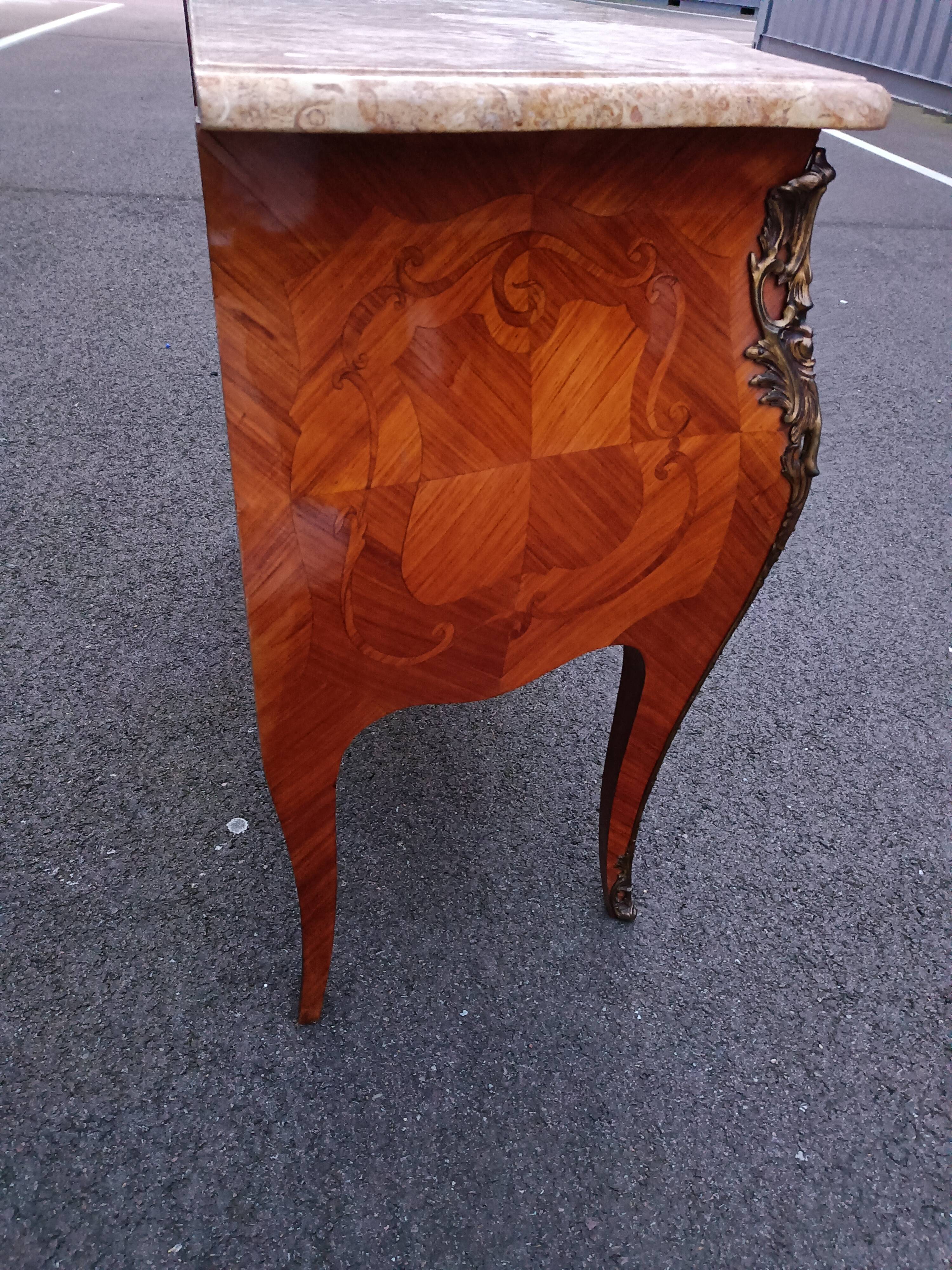 Chest of drawers marquetry marble top