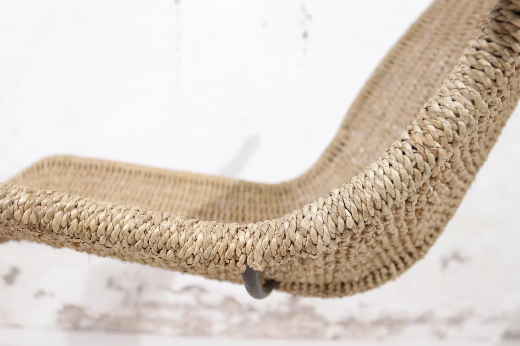 Tom Dixon Bolide rocking chaise in steel and woven seagrass – London, 1991
