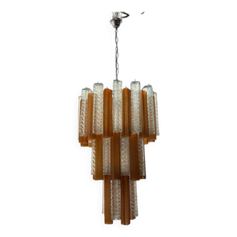 Lustre tube en verre de Murano, années 1970