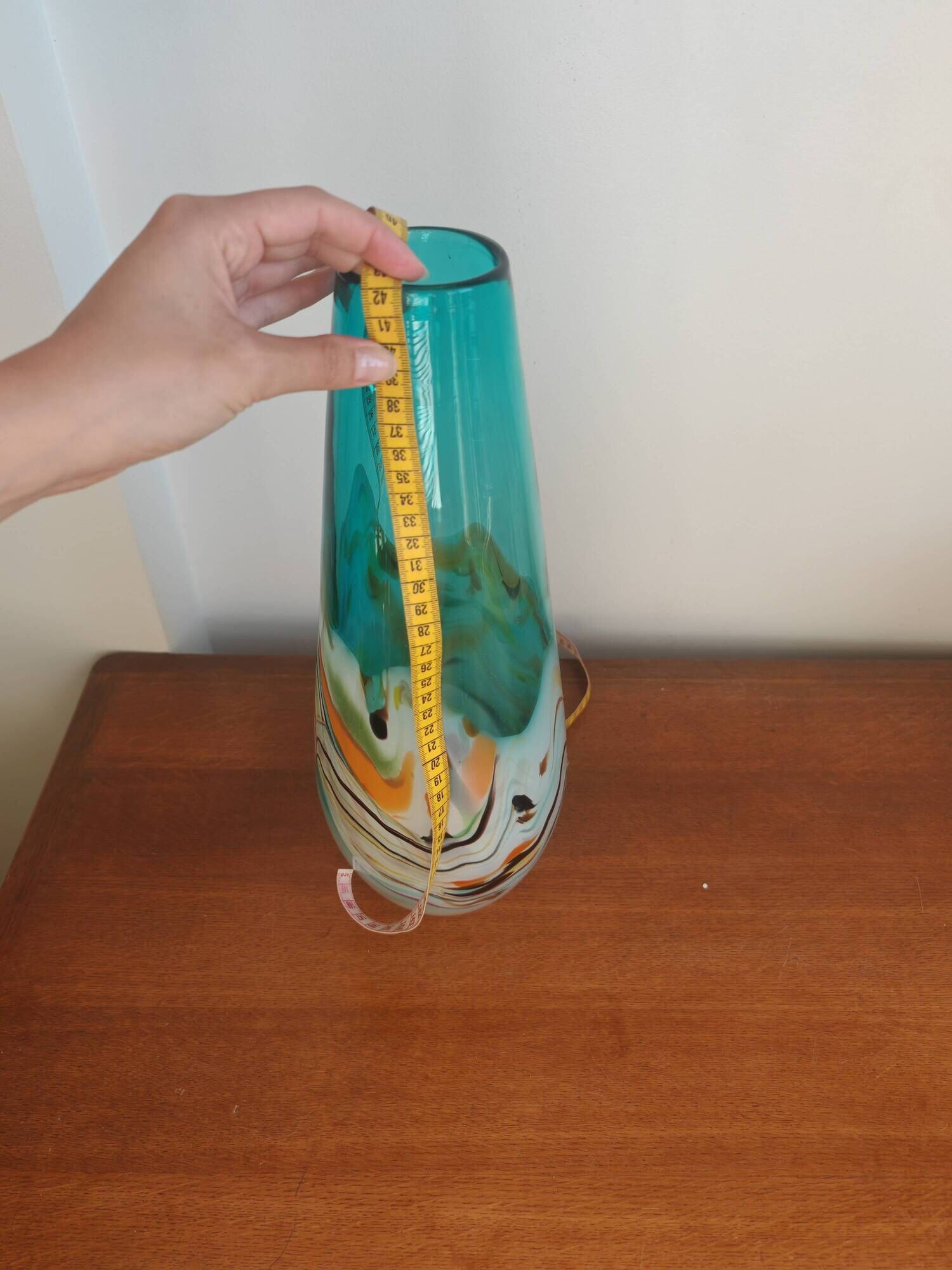 Tall vintage vase in blown glass in Murano style – 40 cm