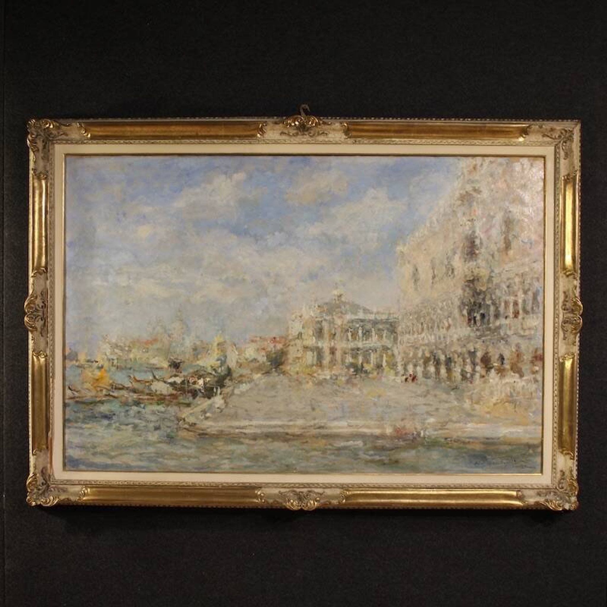 Great painting signed by Luigi Mantovani, View of Venice