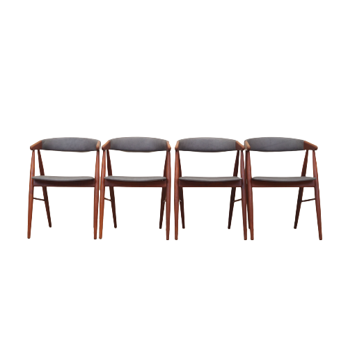 Set of four teak chairs, Danish design, 1960s, designer: Ejner Larsen & Aksel Bender Madsen
