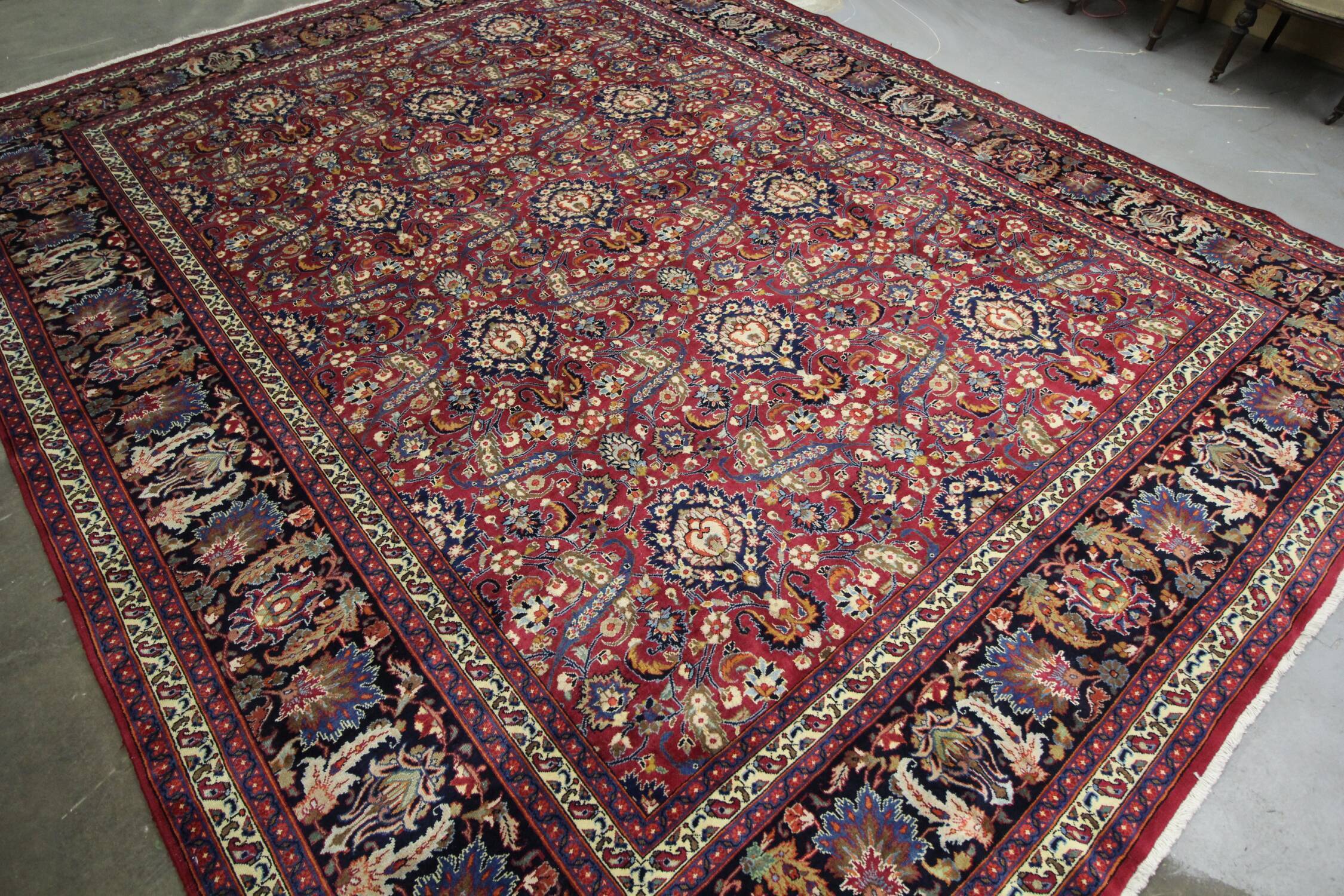 Tapis en laine florale rouge fait à la main antique persan khorassan tapis - 295x376cm