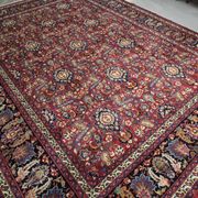 Tapis en laine florale rouge fait à la main antique persan khorassan tapis - 295x376cm
