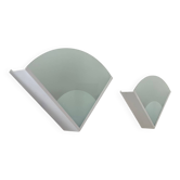 Pair of vintage metal and sandblasted glass wall lights, France 1970