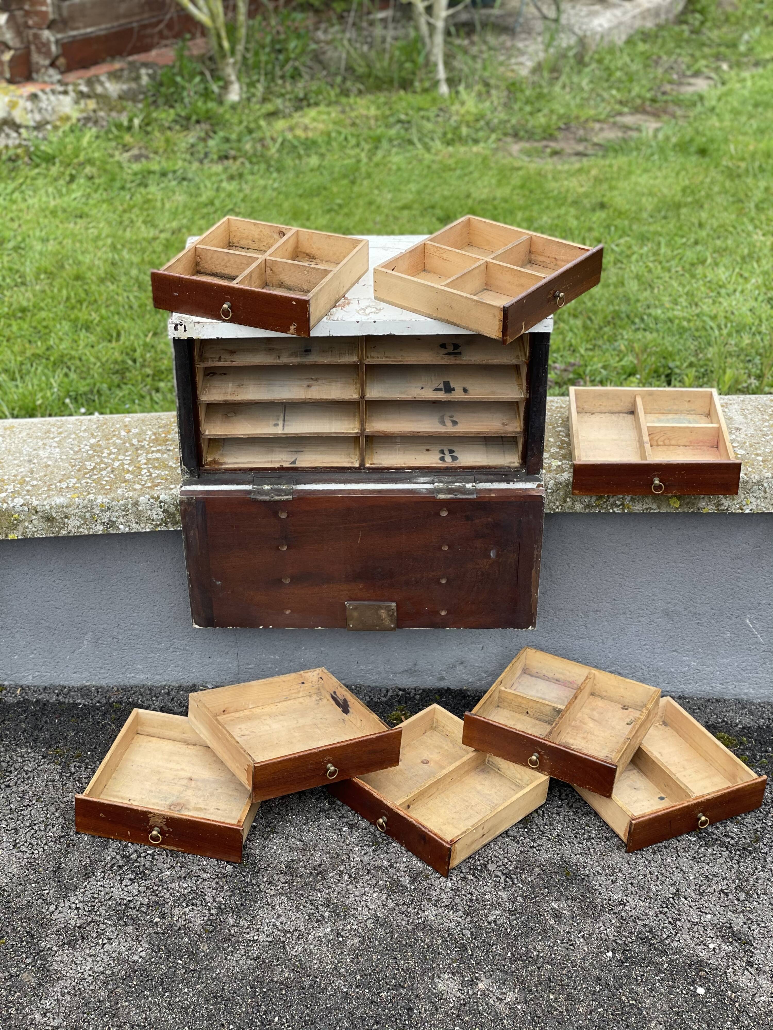 Former craft workshop furniture with 8 jeweler drawers