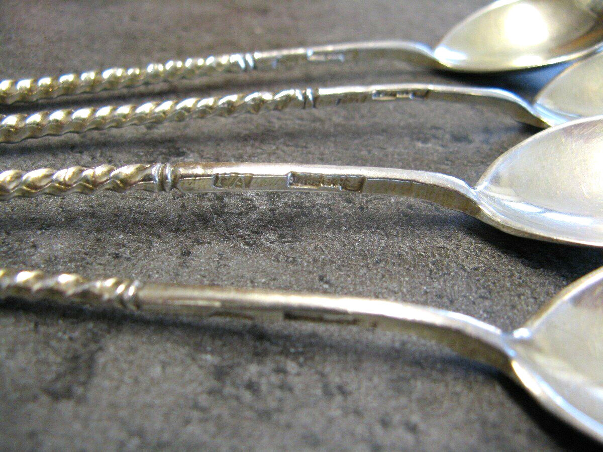 Series of Four Sterling Silver Caviar Spoons