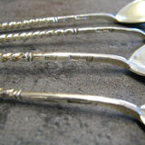 Series of Four Sterling Silver Caviar Spoons
