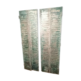 Lot of old green shutters in 4-part iron screen headboard