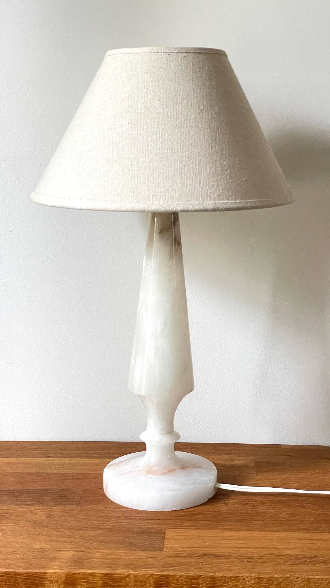 Vintage geometric alabaster stone lamp