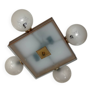 lustre en laiton, bois