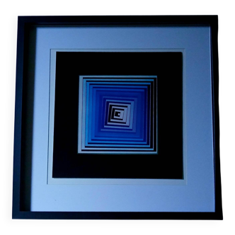 Tableau Vintage Art Optique - Victor Vasarely - Frame 40x40cm