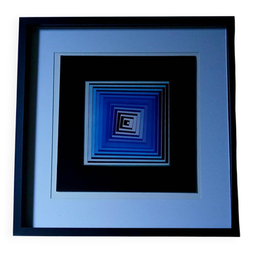 Tableau Vintage Art Optique - Victor Vasarely - Frame 40x40cm