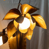 Lampadaire fleurs en laiton doré