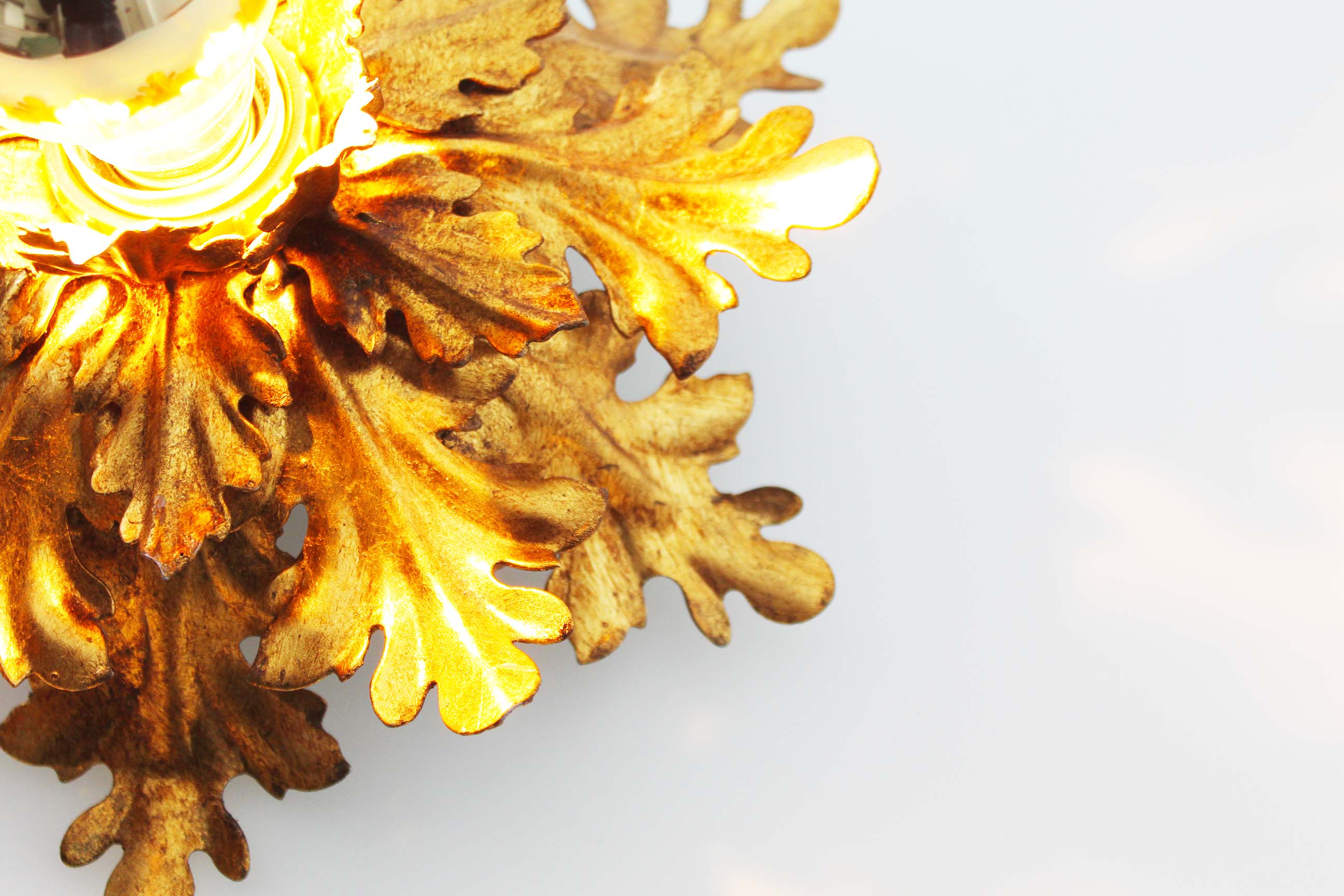 1960's Gilt 'Florentine' Ceiling of wall light by Banci Firenze